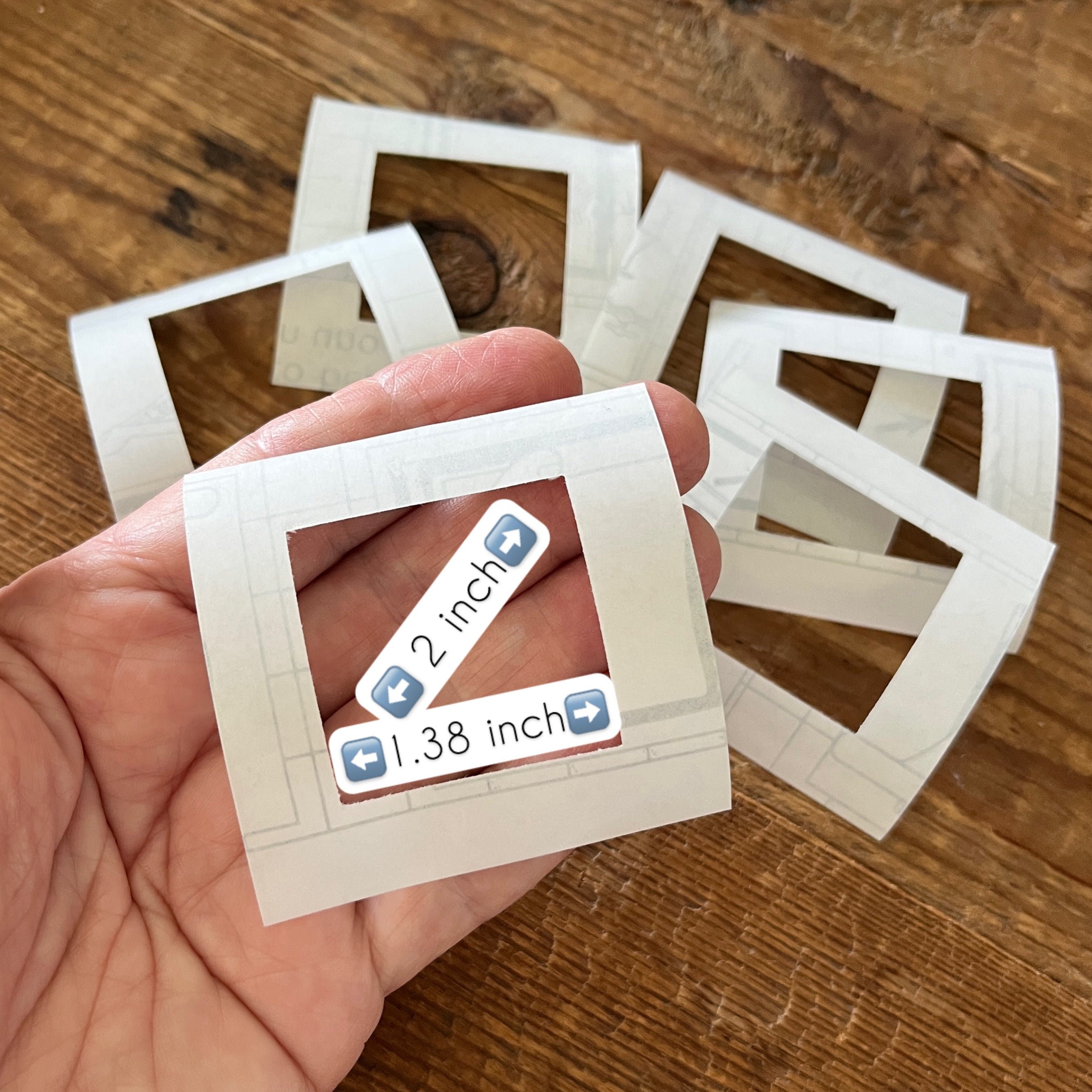 Clear tape square template 1.38 x 1.38 inch (35 x 35mm) x 10