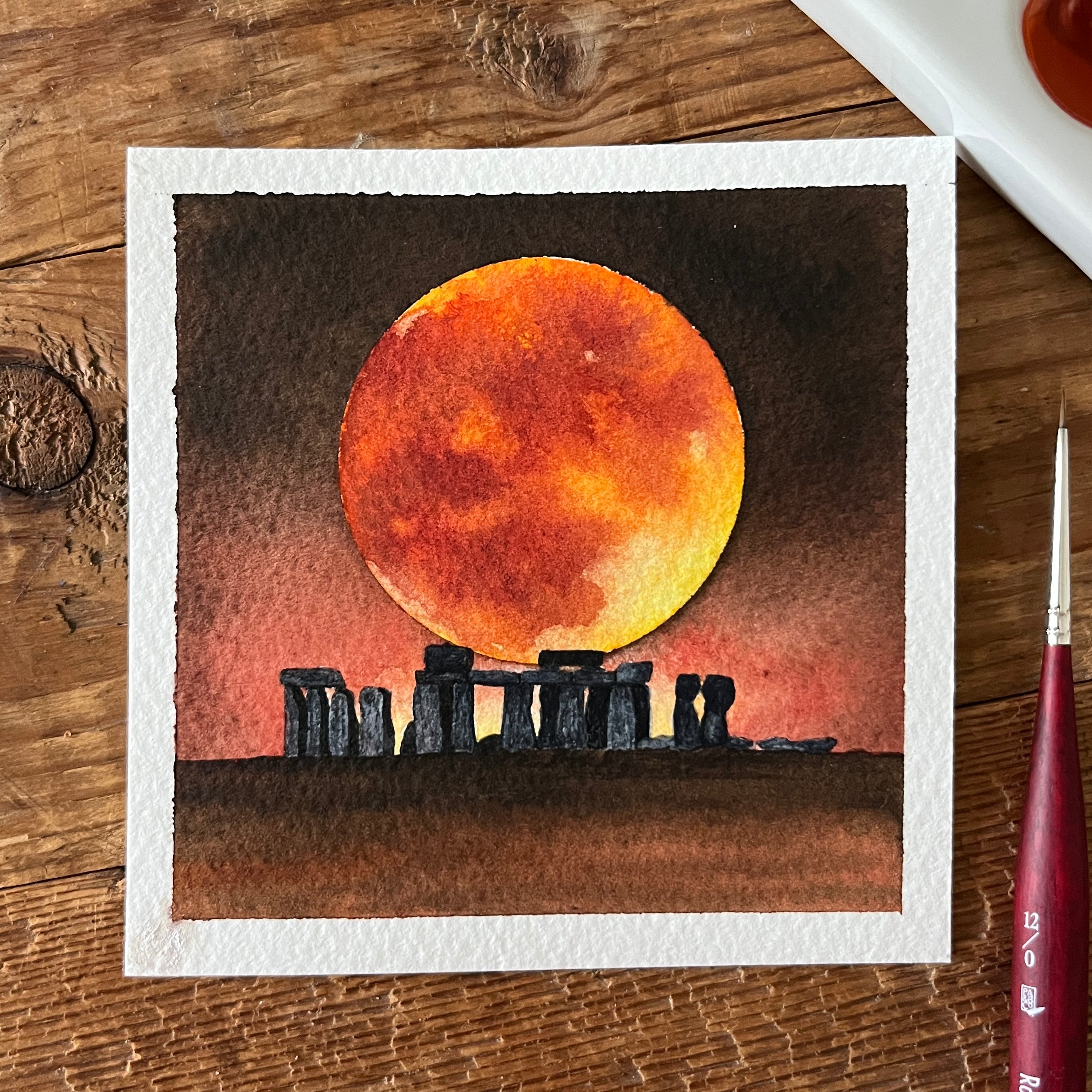 Blood Moon over Stonehenge