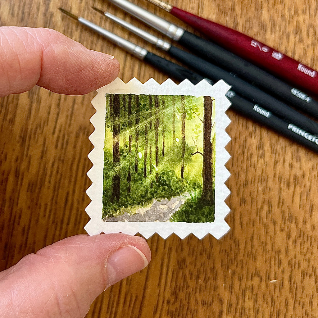 Into the forest - postage stamp