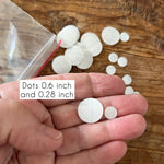 Clear tape circle dots 0.6 inch (15mm) and 0.28 inch (7mm) x 10 of each