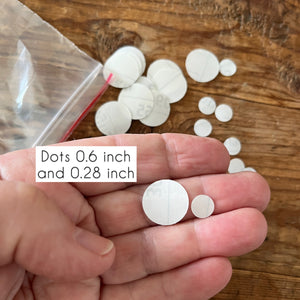 Clear tape circle dots 0.6 inch (15mm) and 0.28 inch (7mm) x 10 of each