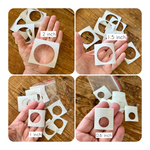 Clear tape circle template set No 2 -  0.6, 1, 1.5 and 2 inch x 10 of each