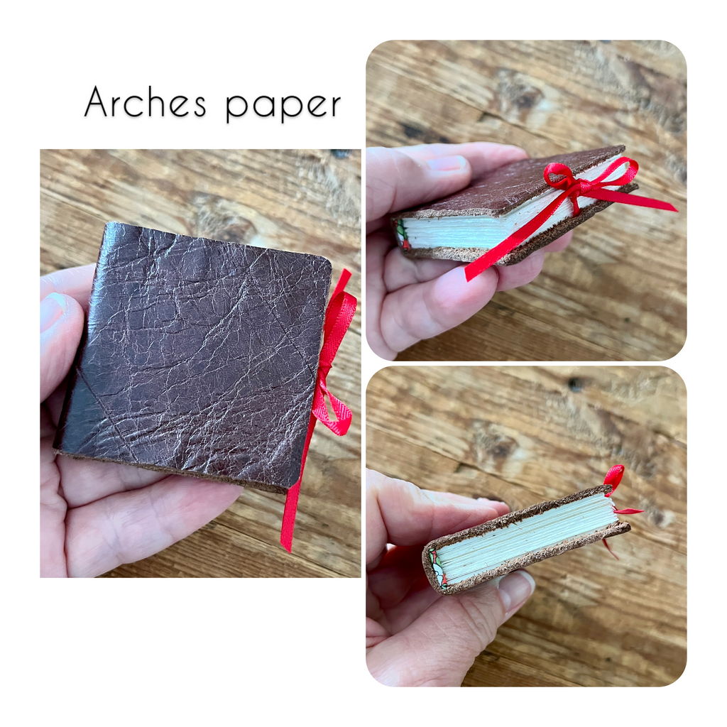 Square 2 inch handmade mini journal in genuine leather - blank pages