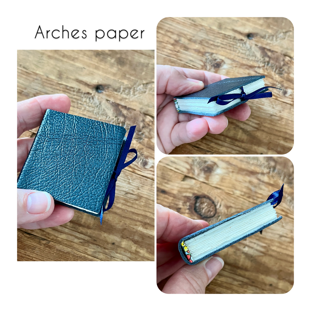 Square 2 inch handmade mini journal in genuine leather - blank pages