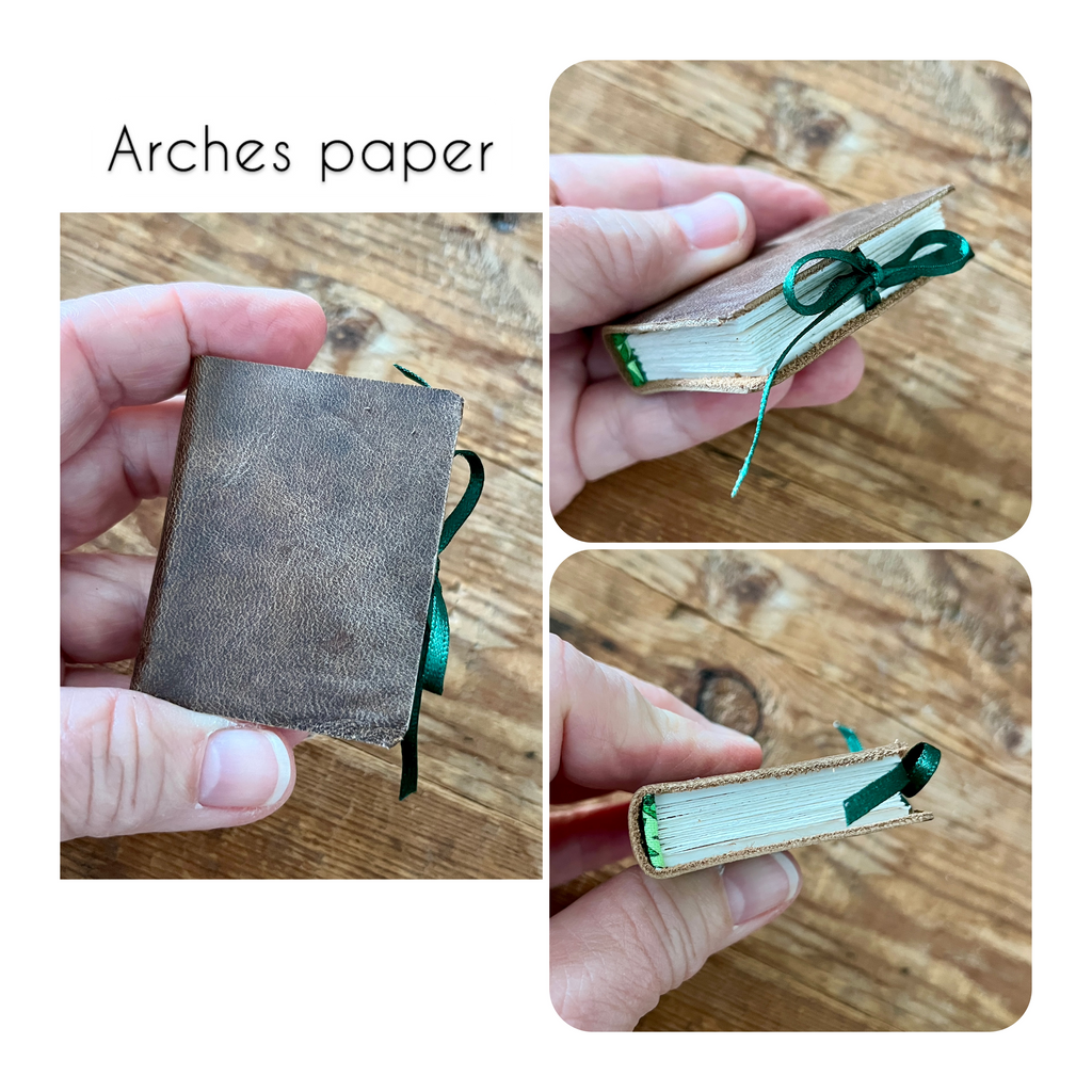 Mini handmade journal with genuine leather cover - blank pages