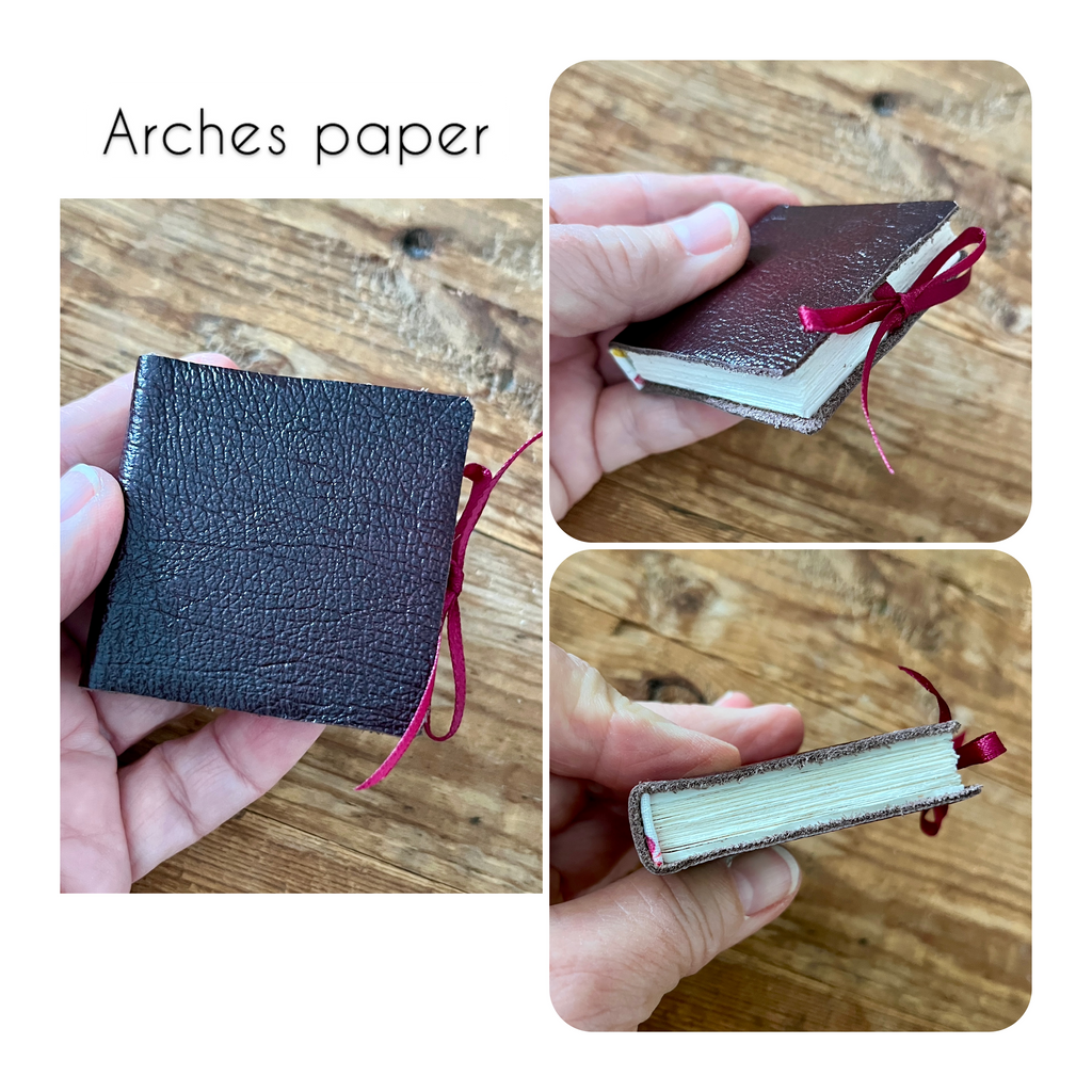 Square 2 inch handmade mini journal in genuine leather - blank pages