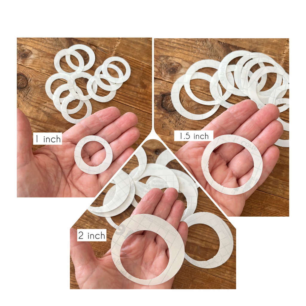 Clear tape circle template set No 1 -  1, 1.5 and 2 inch x 10 of each