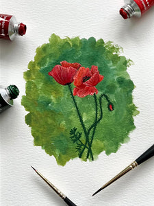 Poppies in gouache