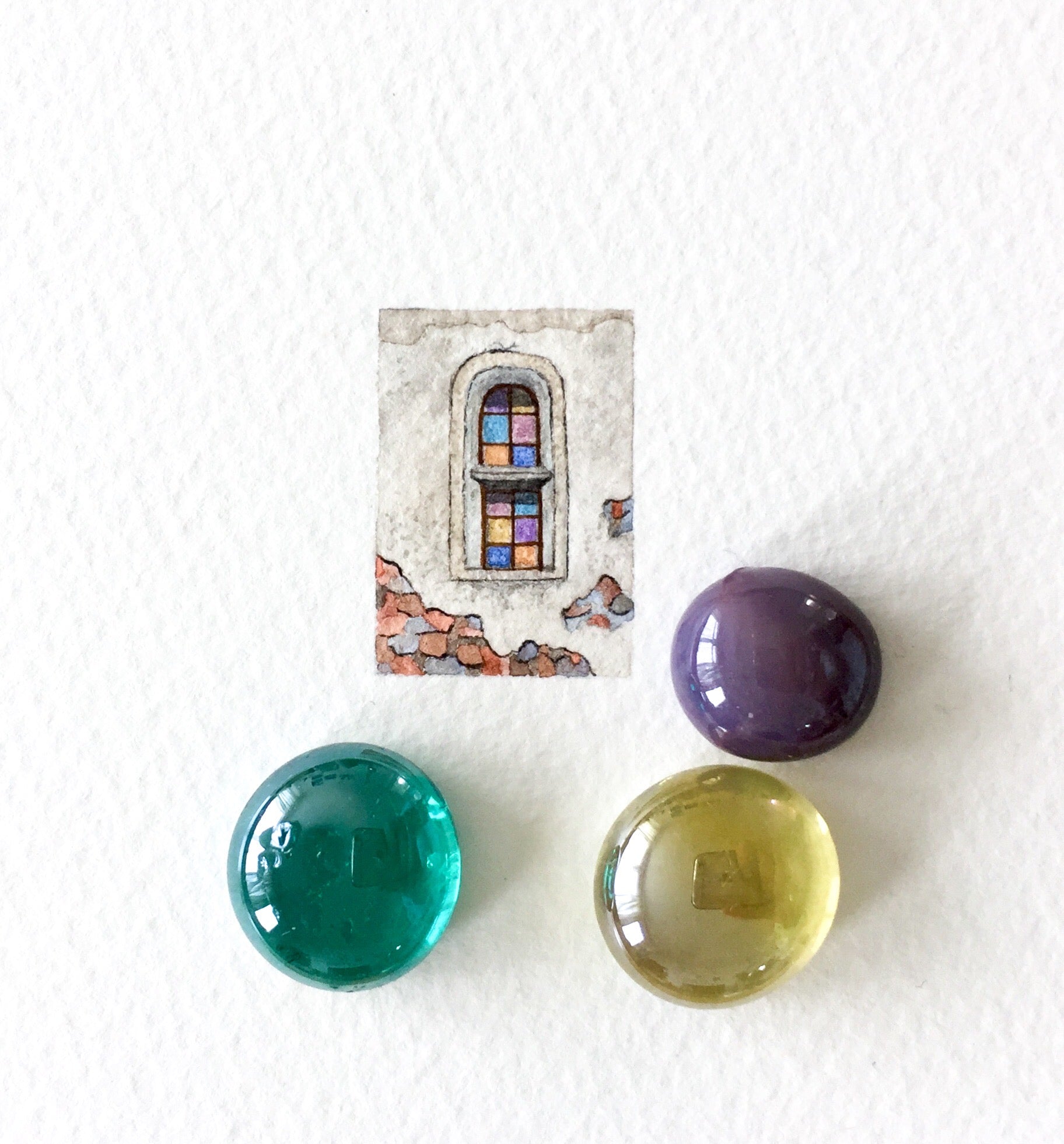 Stained glass arched window